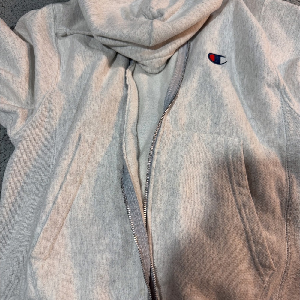 Champion Light Gray Full-Zip Hoodie